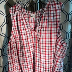 St. John's Bay Tank Top Plaid Red, Organe, Blue, Size 3XL